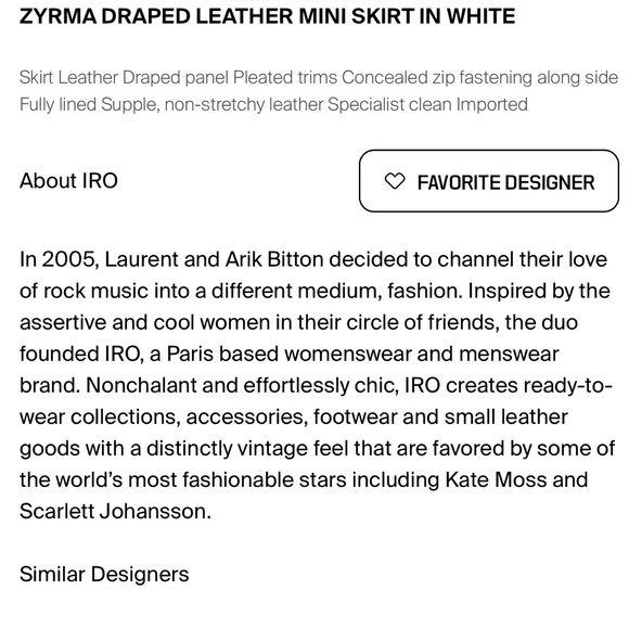 IRO PARIS Zyrma Leather Cream Skirt - Picture 13 of 13